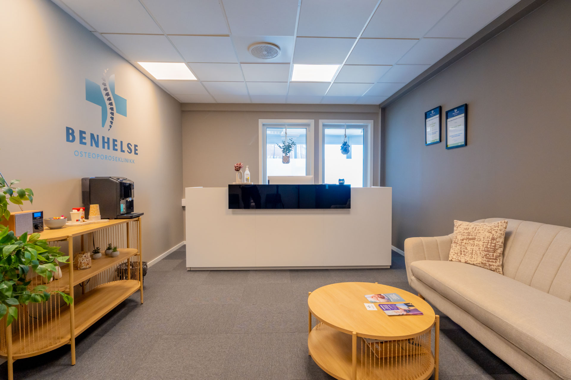 Resepsjonen hos Benhelse, osteoporoseklinikken i Sarpsborg
